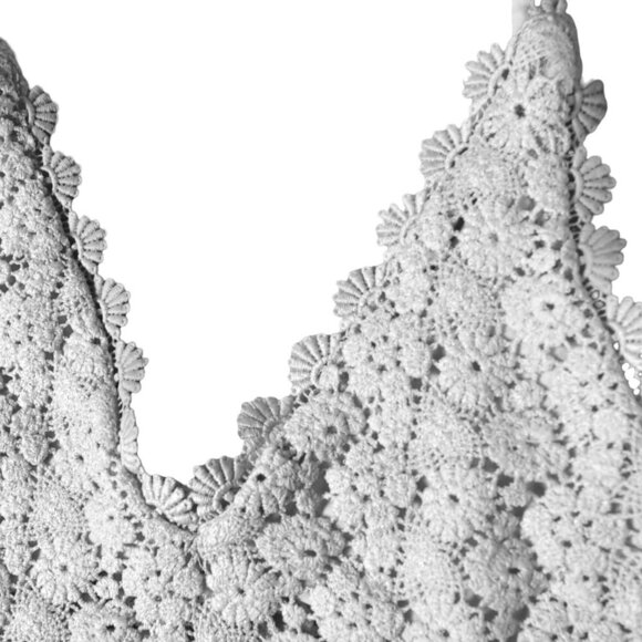 H&M Cream Lace Crochet Camisole Size M Floral Boho Festival Top Lined Adjustable - Picture 4 of 8